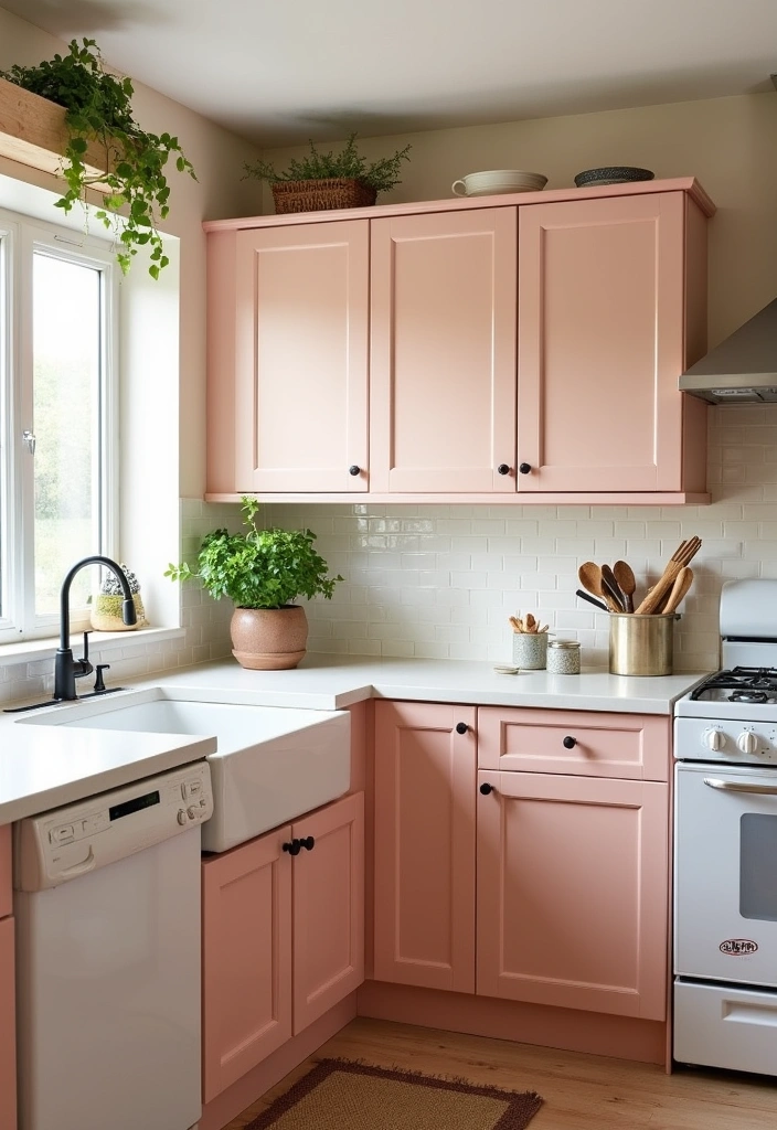 20 Kitchen Paint Ideas That Will Transform Your Honey Oak Cabinets into a Dream Space! - 10. Subtle Blush Pink