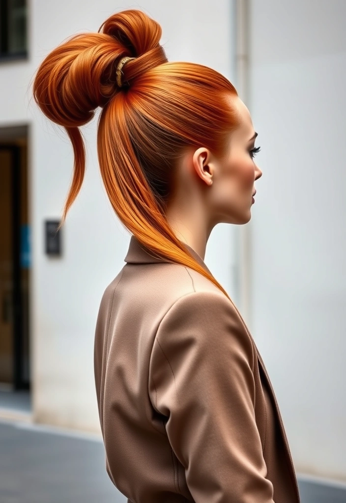 15 Spicy Hairstyles for Ginger Brown Hair That Will Turn Heads! - 3. Sleek High Ponytail