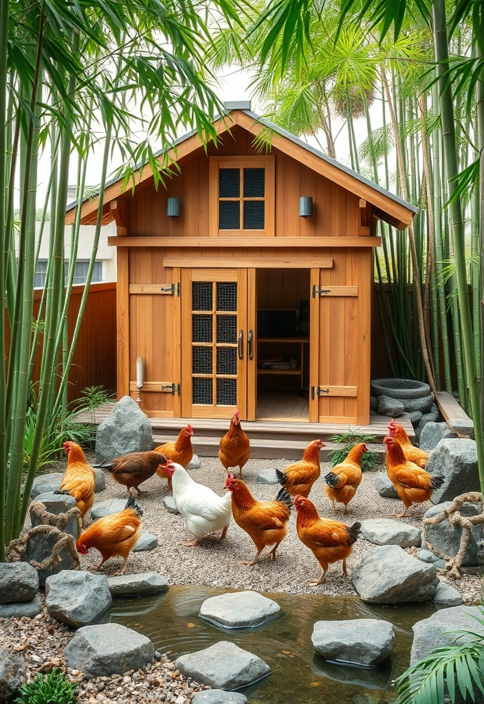 21 Eggcellent Inside Chicken Coop Designs for the Feathery Bunch - 12. The Zen Garden Coop