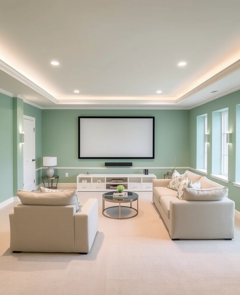 26 Best Paint Colors for Media Room That Will Transform Your Viewing Experience! - 31. Tranquil Seafoam Green