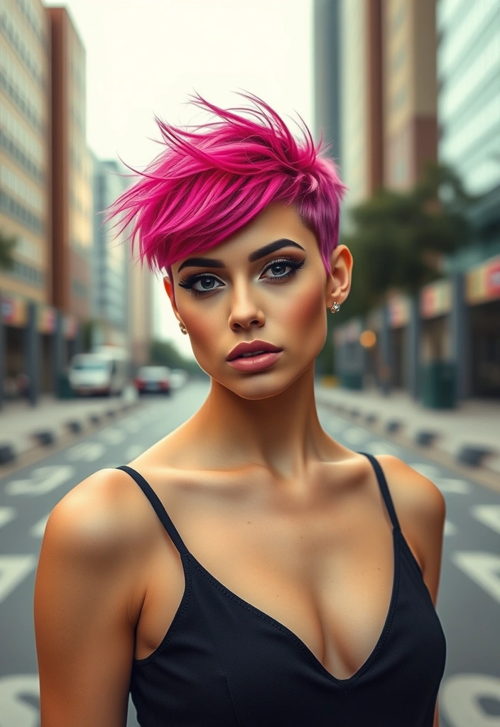 22 Sexy Hairstyles for Pink Hair That'll Turn Heads Everywhere You Go! - 5. Bold Pixie Cut