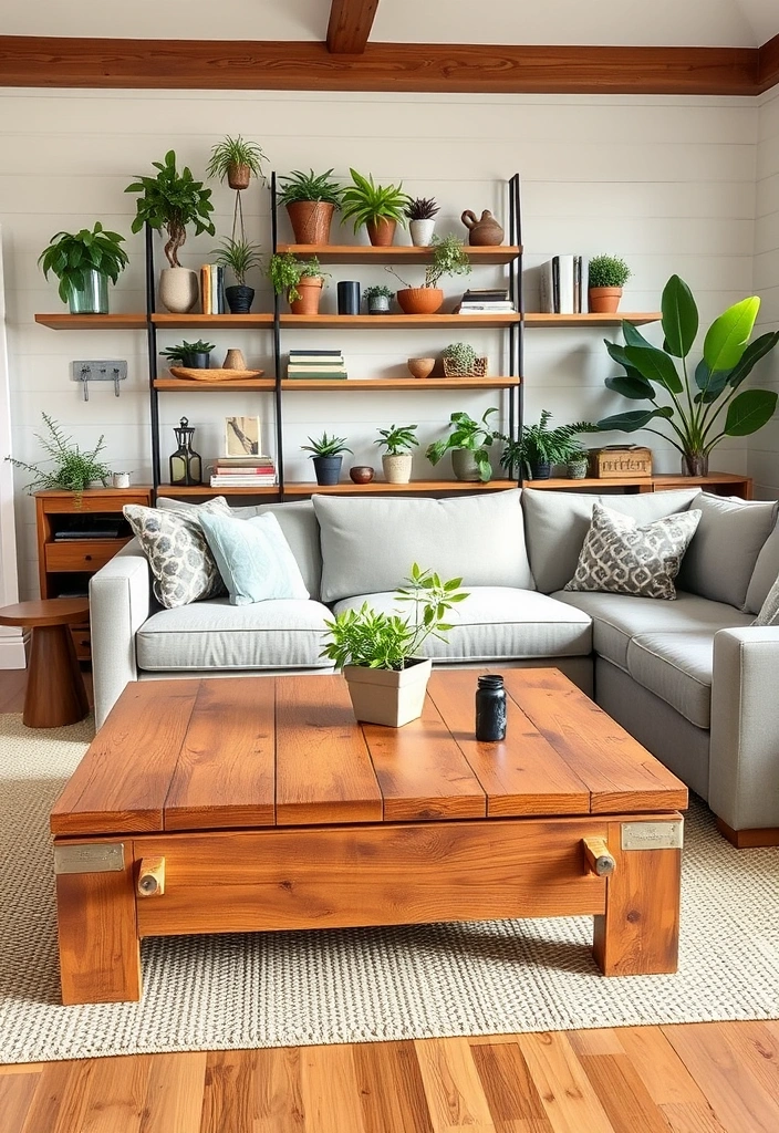 22 Charming Farmhouse Living Room Ideas That Will Steal Your Heart! - 2. Reclaimed Wood Accents