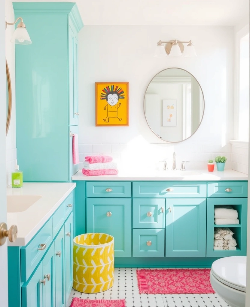 22 Best Paint Colors for Bathroom Cabinets That Will Transform Your Space! - 25. Bright Aqua