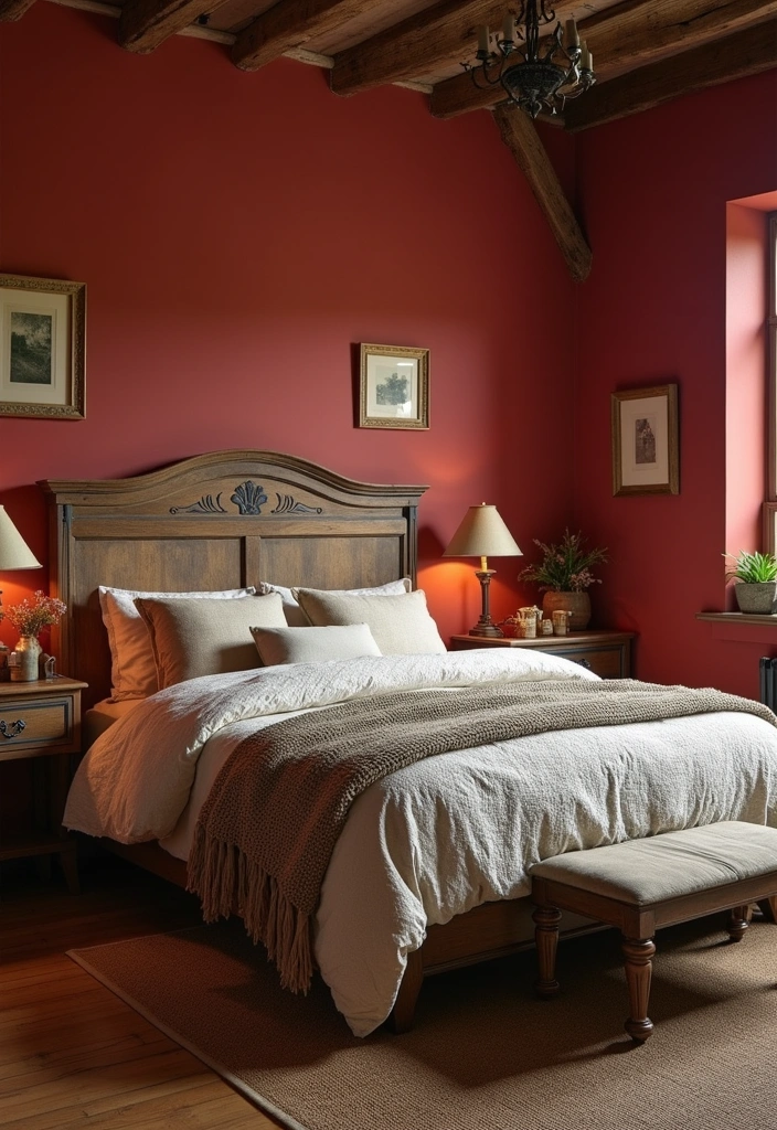 25 Earth Tone Paint Colors for Your Bedroom That Will Transform Your Space Instantly! - 14. Rustic Red: A Warm Embrace