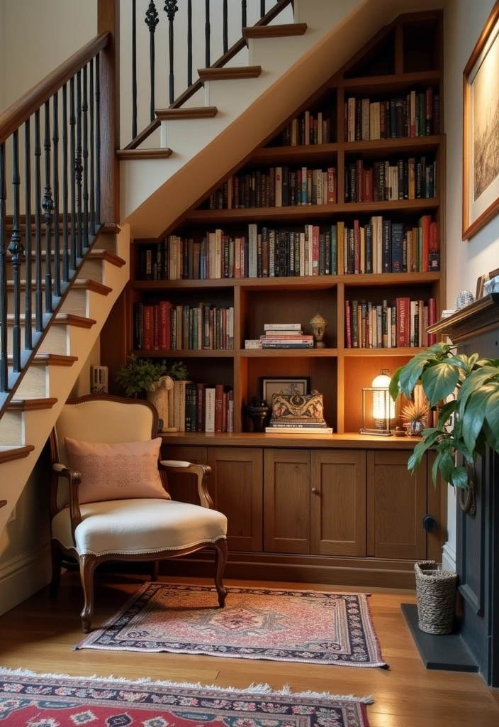 21 Bookshelf Ideas That'll Transform Your Space Into a Cozy Haven! - 18. Under-Stair Bookshelves