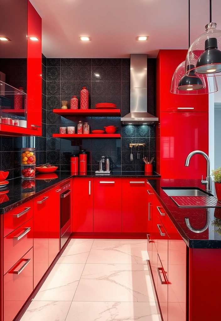 25 Stunning Colors That Pair Perfectly with Black Granite Countertops (You Won't Believe #13!) - 3. Bold Red