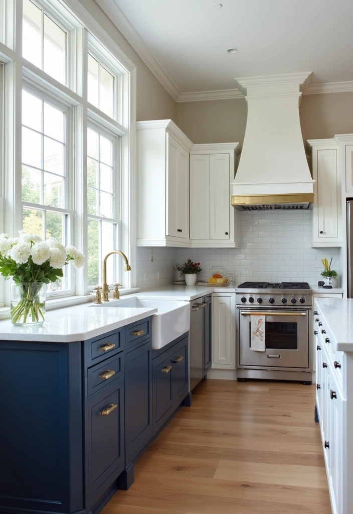 26 Stunning Kitchen Color Combinations That Will Transform Your Cooking Space (You Won't Believe #14!) - 3. Crisp White and Navy Blue