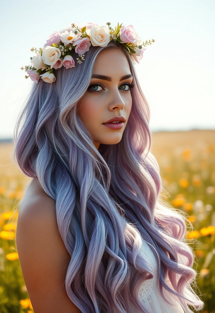 21 Vibrant Hairstyles for Purple Hair That'll Turn Heads Everywhere! - 1. Wavy Lavender Locks