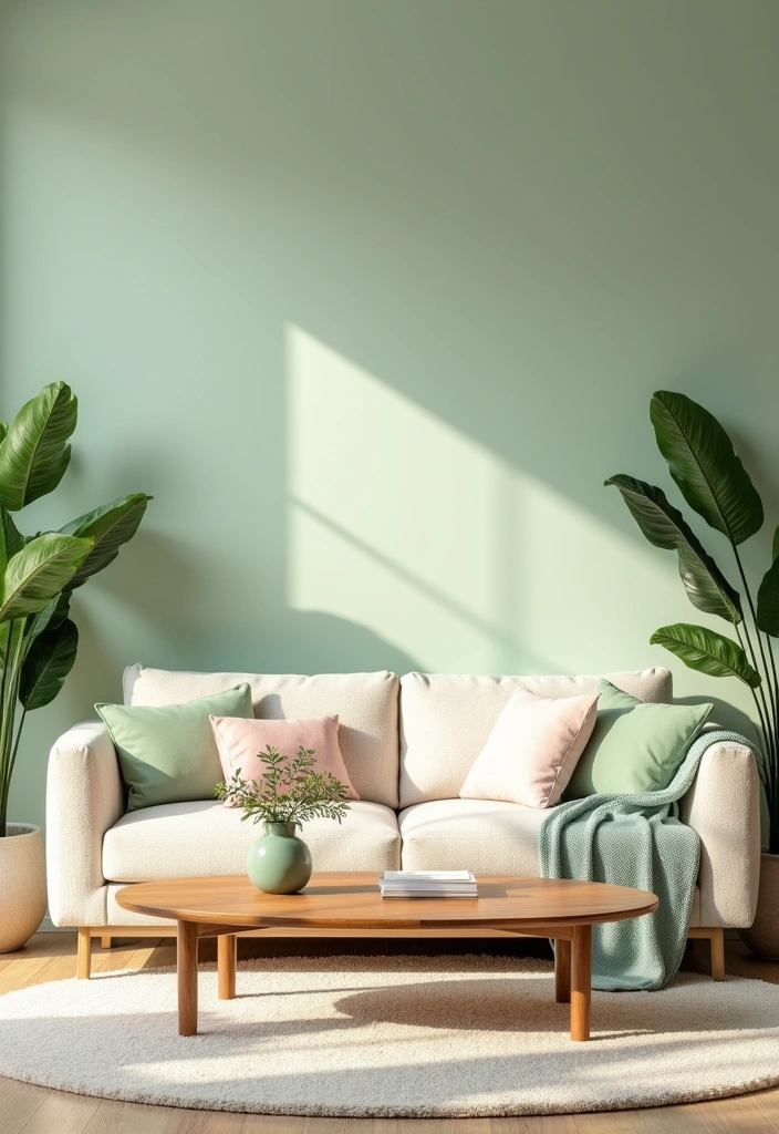 21 Accent Wall Colors That'll Transform Your Living Room into a Peaceful Oasis! - 1. Soft Sage Green