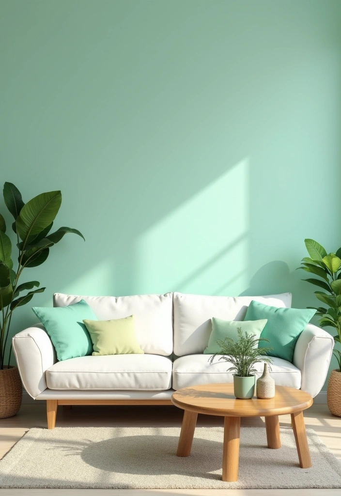 21 Accent Wall Colors That'll Transform Your Living Room into a Peaceful Oasis! - 11. Refreshing Mint