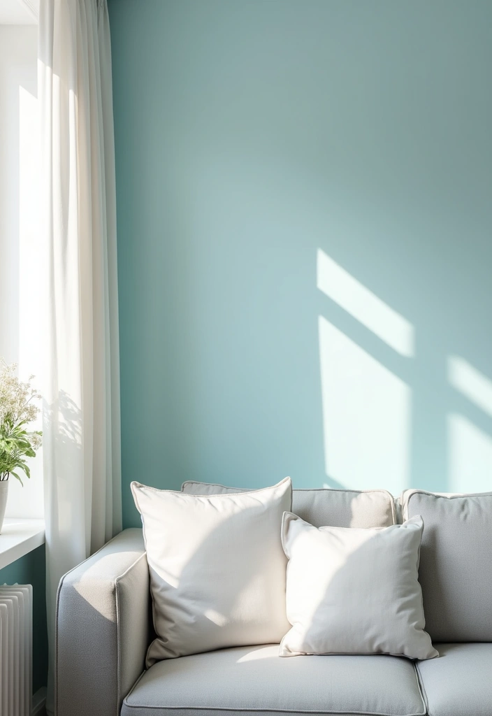 21 Accent Wall Colors That'll Transform Your Living Room into a Peaceful Oasis! - 16. Subtle Powder Blue