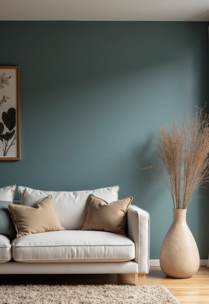 21 Accent Wall Colors That'll Transform Your Living Room into a Peaceful Oasis! - 17. Earthy Slate Blue