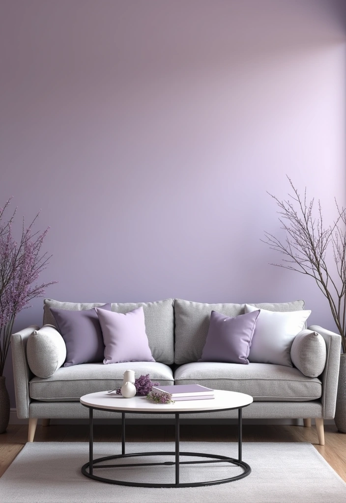 21 Accent Wall Colors That'll Transform Your Living Room into a Peaceful Oasis! - 3. Soft Lavender