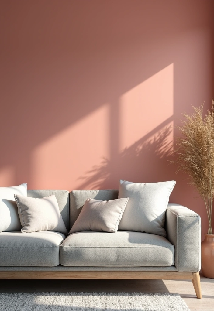 21 Accent Wall Colors That'll Transform Your Living Room into a Peaceful Oasis! - 9. Muted Coral