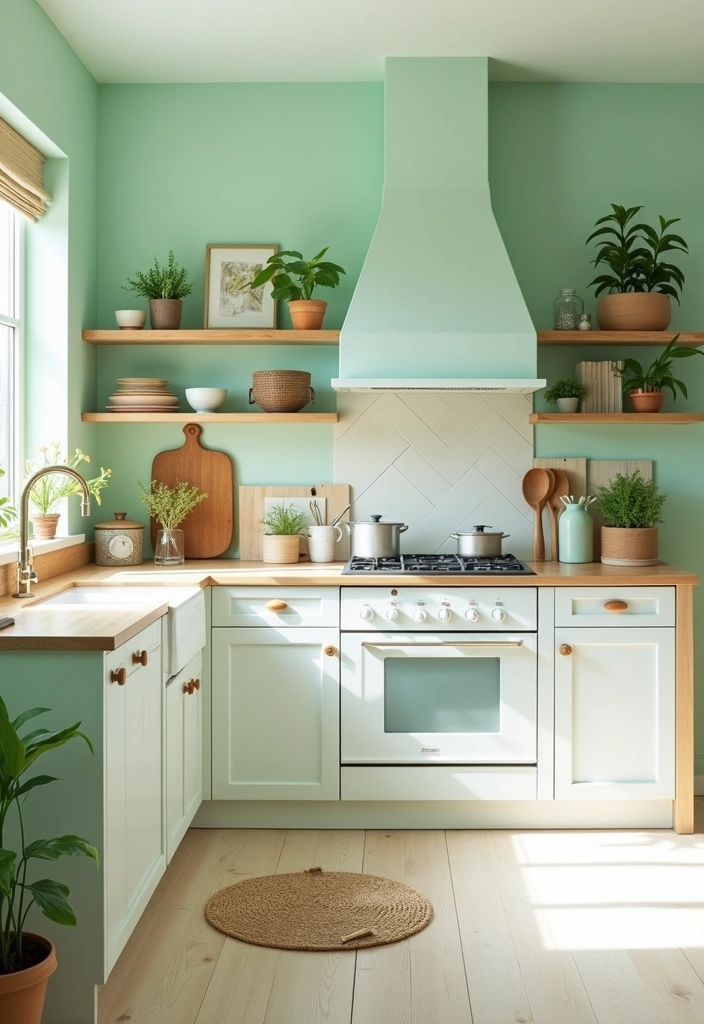 21 Stunning Paint Colors That Will Transform Your White Cabinet Kitchen! - 13. Light Mint Green