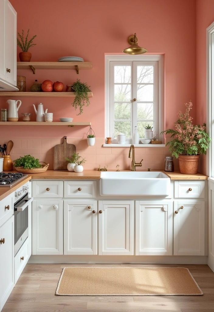 21 Stunning Paint Colors That Will Transform Your White Cabinet Kitchen! - 19. Soft Coral