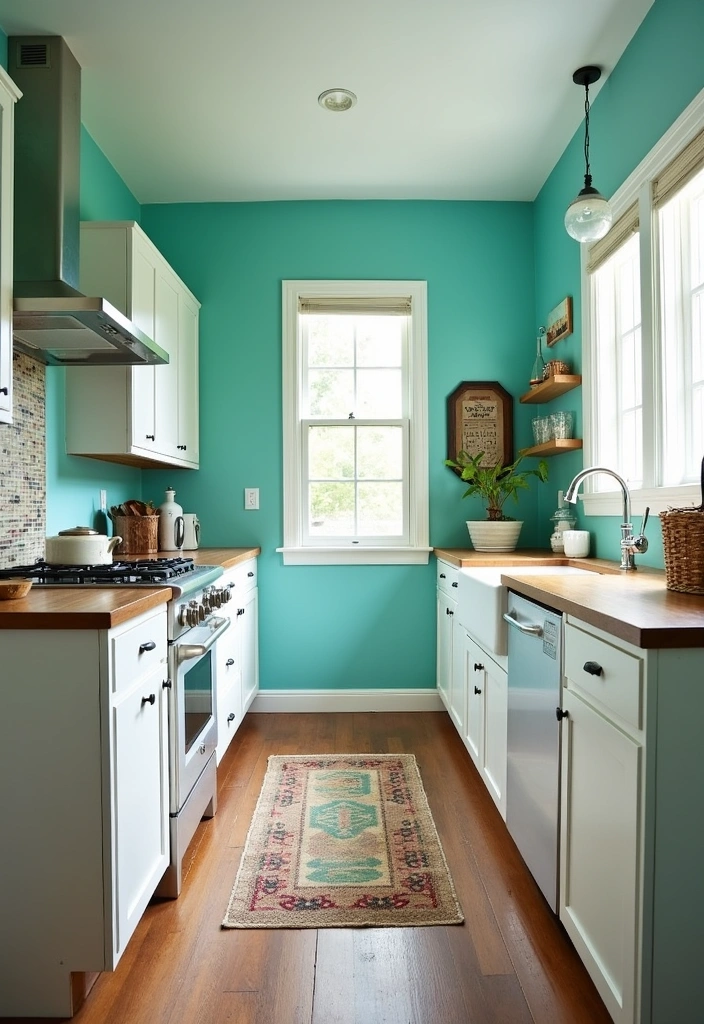 21 Stunning Paint Colors That Will Transform Your White Cabinet Kitchen! - 4. Bright Turquoise