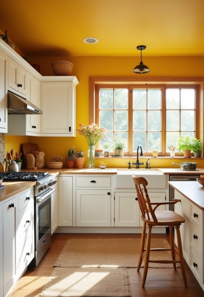 21 Stunning Paint Colors That Will Transform Your White Cabinet Kitchen! - 5. Warm Mustard Yellow