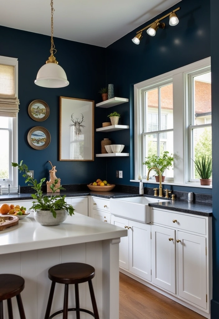 21 Stunning Paint Colors That Will Transform Your White Cabinet Kitchen! - 7. Rich Navy Blue