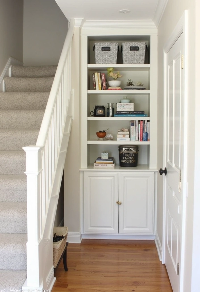 22 Basement Stairwell Ideas That Will Transform Your Space into a Stunning Entryway! - 13. Stylish Storage Solutions