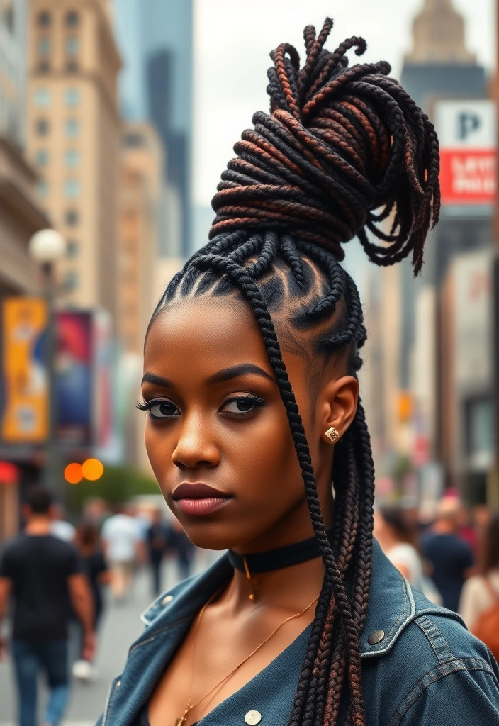 15 Majestic Options for Goddess Cornrows Hairs That Will Leave You Breathless! - 15. Goddess Cornrows with a Top Knot