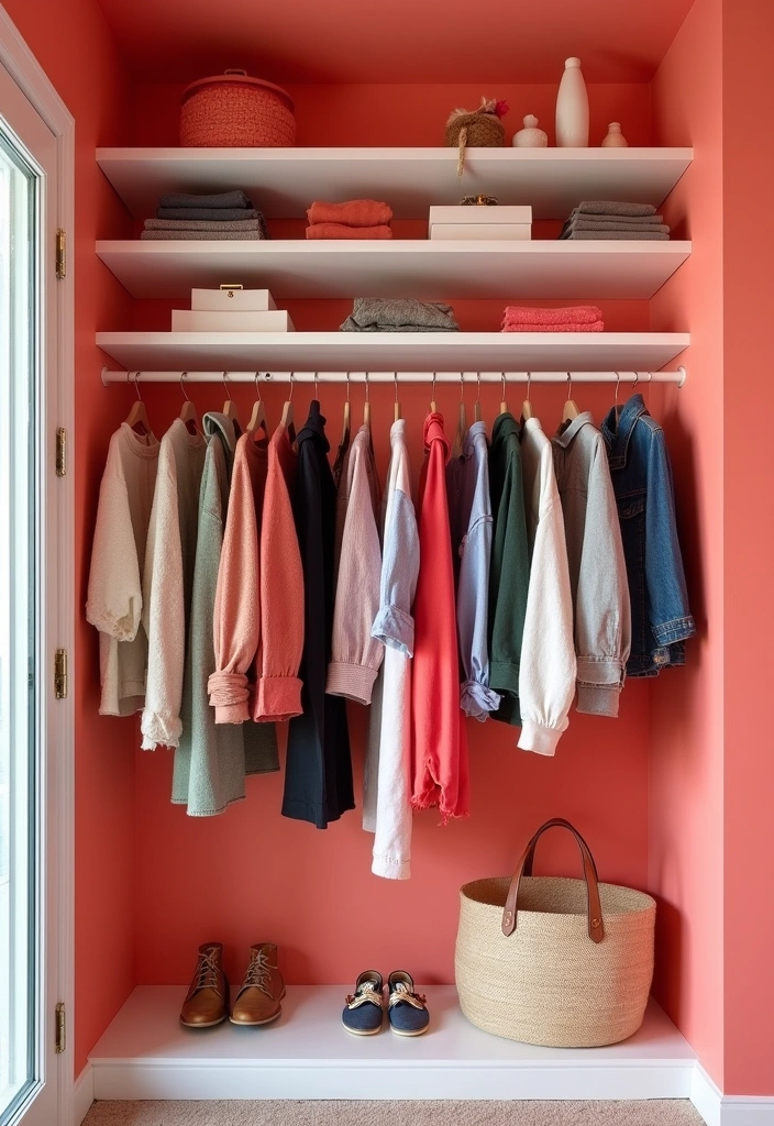 23 Best Paint Colors to Transform Your Closet Into a Stylish Sanctuary! - 7. Coral Reef: Vibrant and Inviting