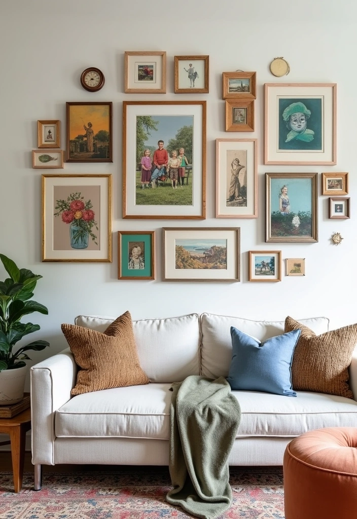 23 DIY Home Improvement Projects That Transform Your Space on a Budget! - 8. Create a Gallery Wall