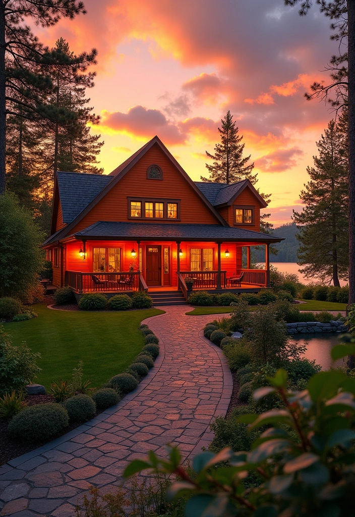 23 Inspiring Lake House Exterior Paint Colors That Will Make You Want to Move In! - 15. Sunset Orange