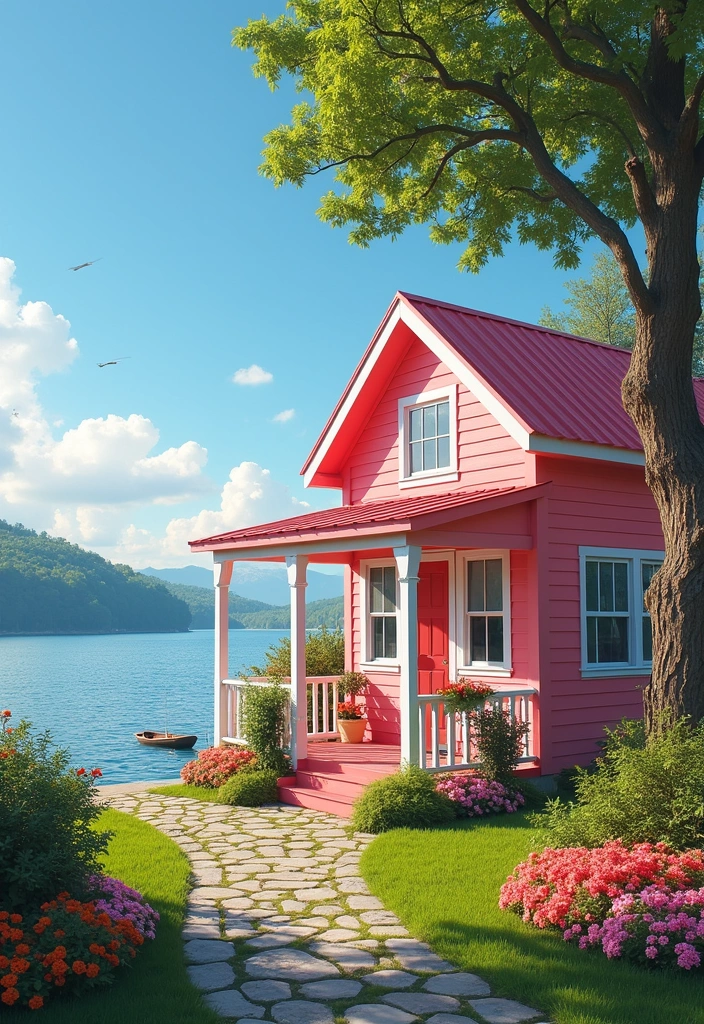 23 Inspiring Lake House Exterior Paint Colors That Will Make You Want to Move In! - 19. Coral Pink