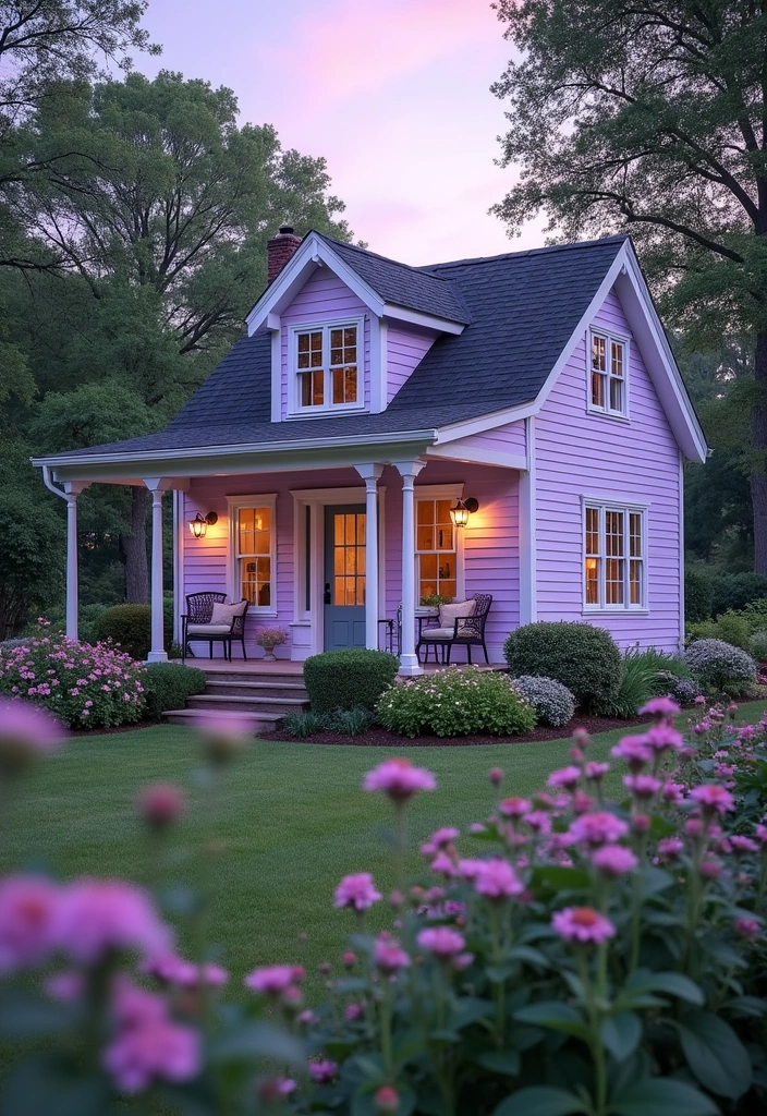 23 Inspiring Lake House Exterior Paint Colors That Will Make You Want to Move In! - 8. Soft Lavender