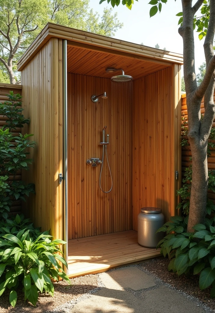 23 Outdoor Shower Ideas That'll Make You Dream of Summer (You Won't Believe #15!) - 14. Eco-Friendly Shower