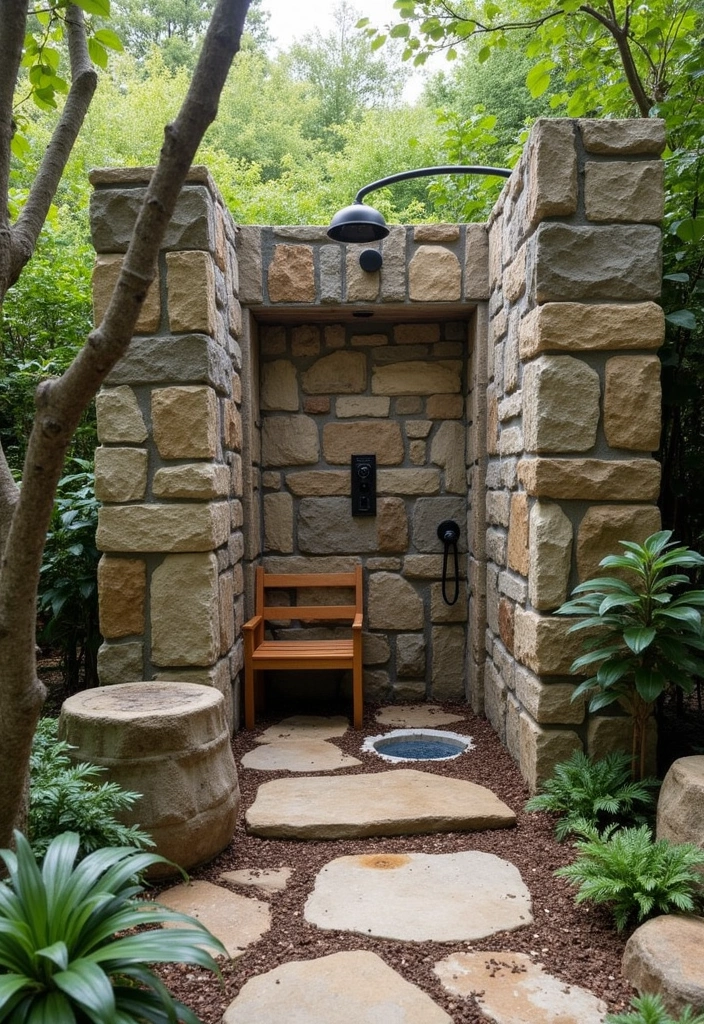 23 Outdoor Shower Ideas That'll Make You Dream of Summer (You Won't Believe #15!) - 9. Rustic Stone Shower