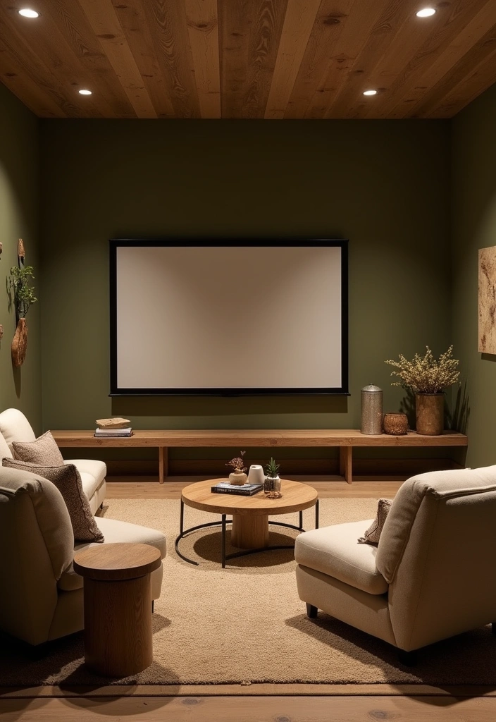 26 Best Paint Colors for Media Room That Will Transform Your Viewing Experience! - 13. Earthy Olive Green