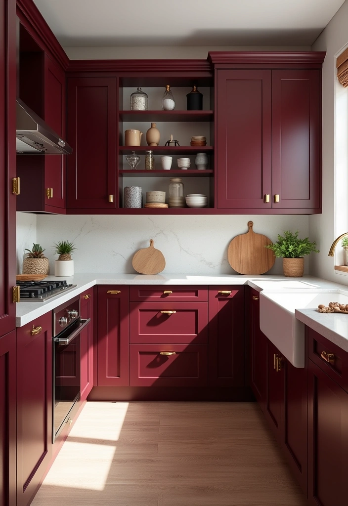 24 Best Paint Colors for Small Kitchen That'll Make You Say 'Wow!' - 14. Rich Burgundy