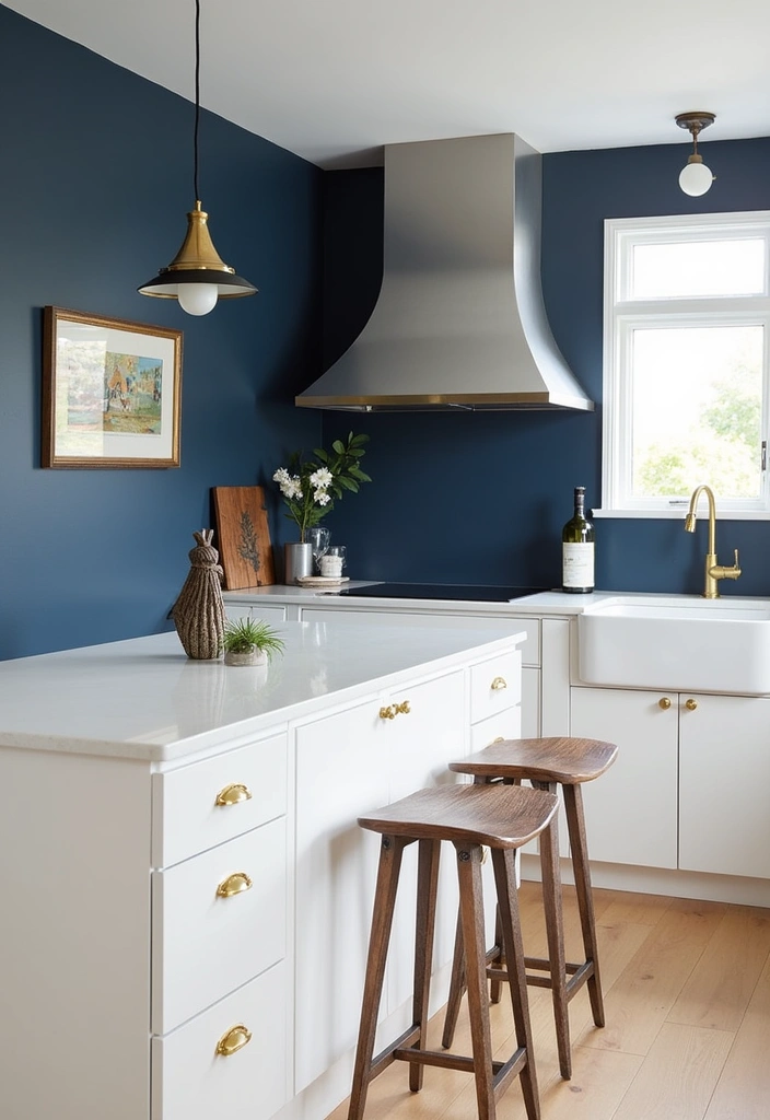 24 Best Paint Colors for Small Kitchen That'll Make You Say 'Wow!' - 3. Bold Navy Blue