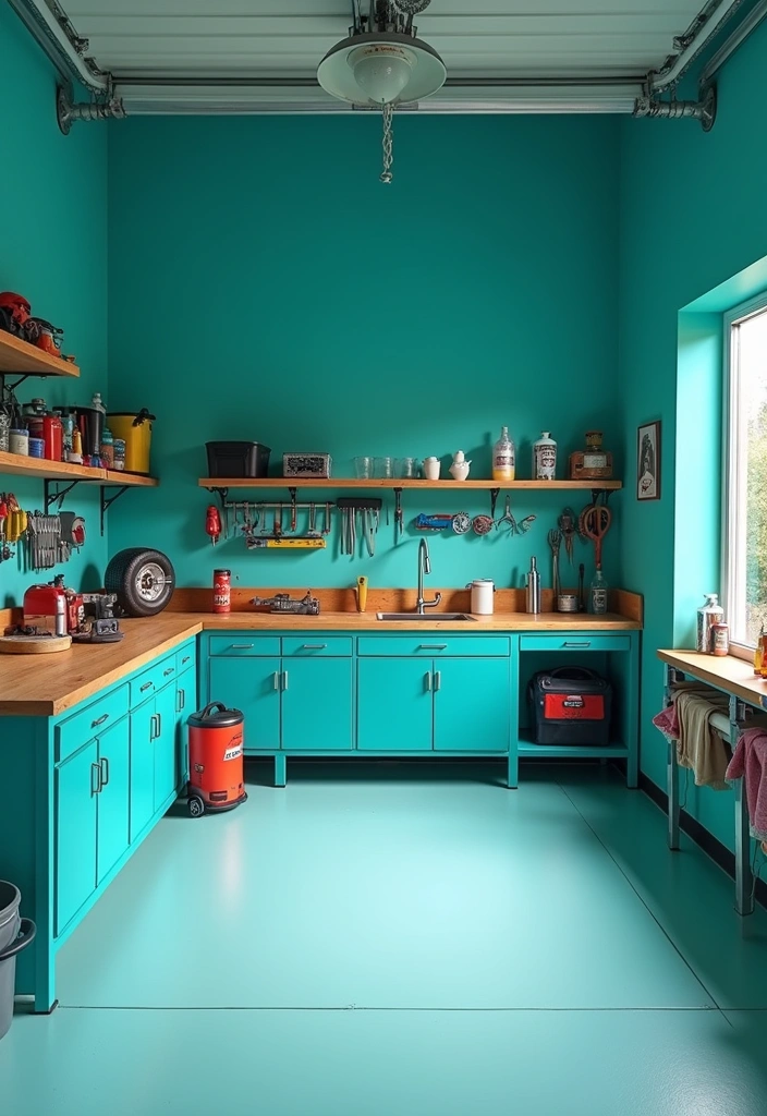 24 Best Paint Colors for Your Garage That Will Blow Your Mind! - 18. Bright Teal