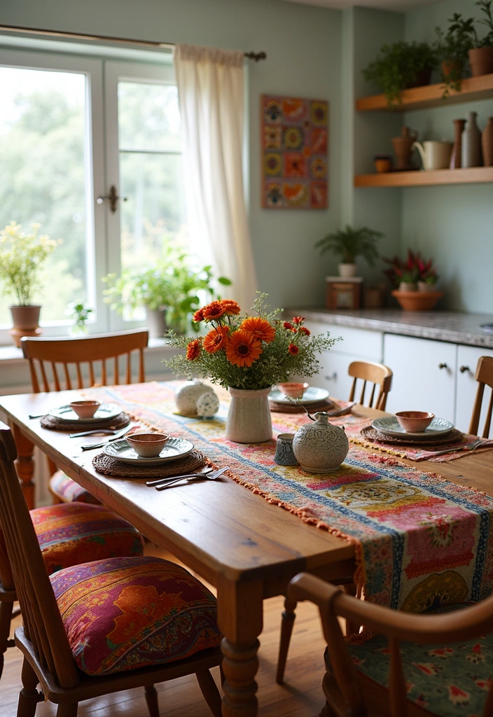 24 Boho Kitchen Ideas That'll Transform Your Space into a Cozy Oasis! - 2. Layer Textiles for Comfort