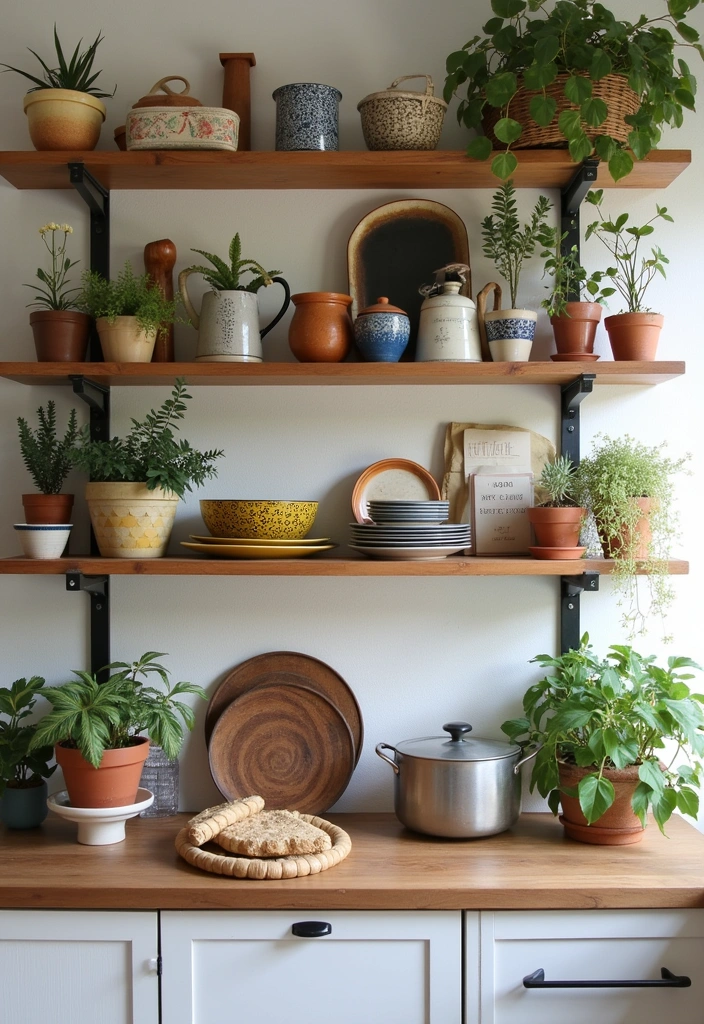 24 Boho Kitchen Ideas That'll Transform Your Space into a Cozy Oasis! - 3. Open Shelving for a Personal Touch