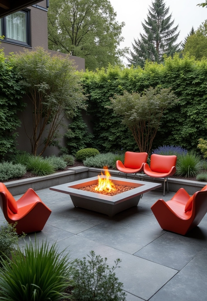 24 Outdoor Fire Pit Seating Area Ideas That'll Make Your Backyard the Place to Be! - 19. Artistic Fire Pit with Sculptural Seating