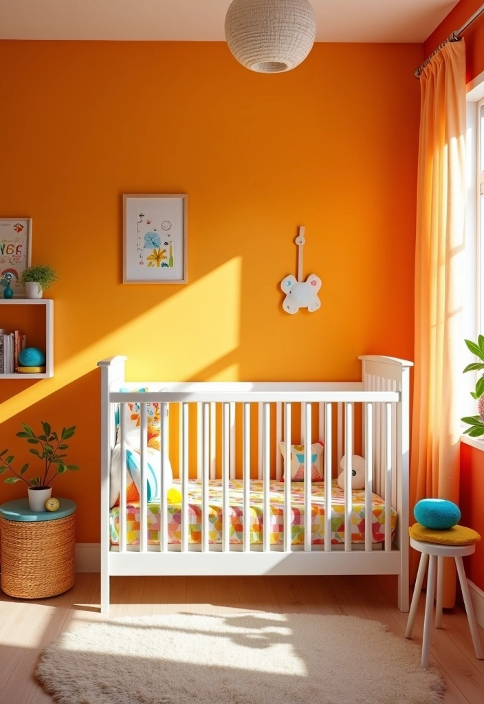 25 Best Paint Colors for Nursery Room That'll Make Your Baby's Space Shine! - 13. Bright Tangerine