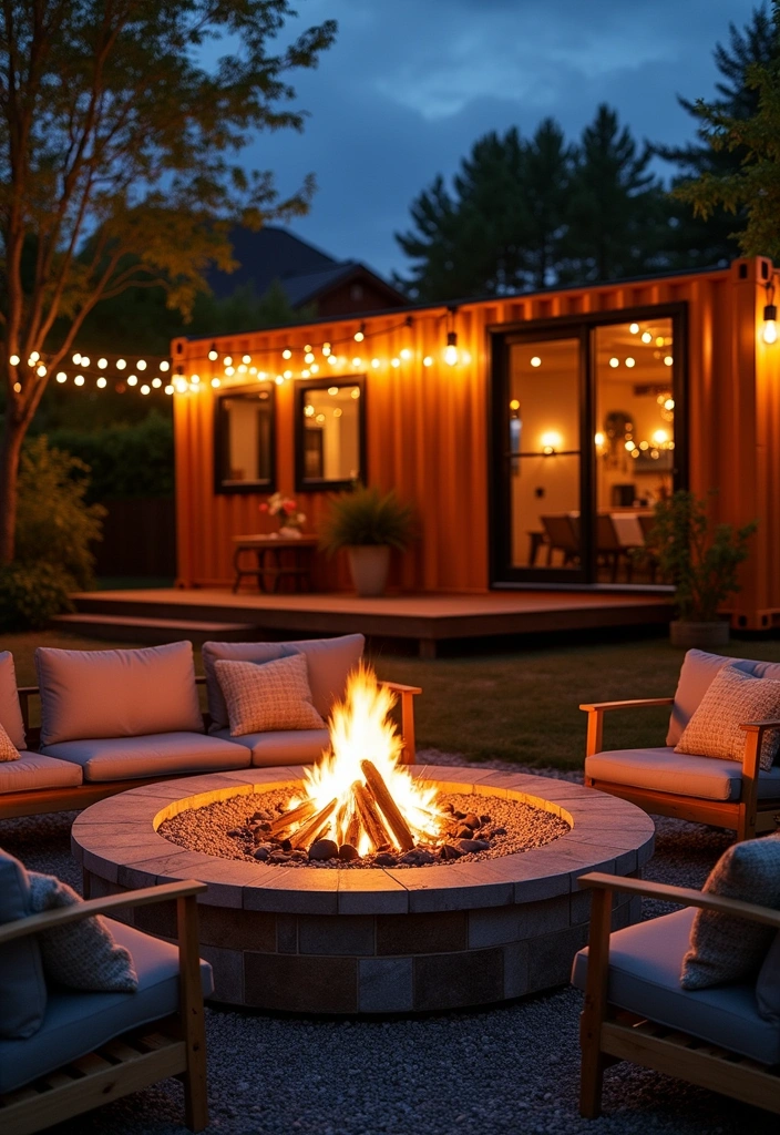 25 Creative Shipping Container Home Design Ideas That Will Leave You Inspired! - 19. Shipping Container Home with a Fire Pit