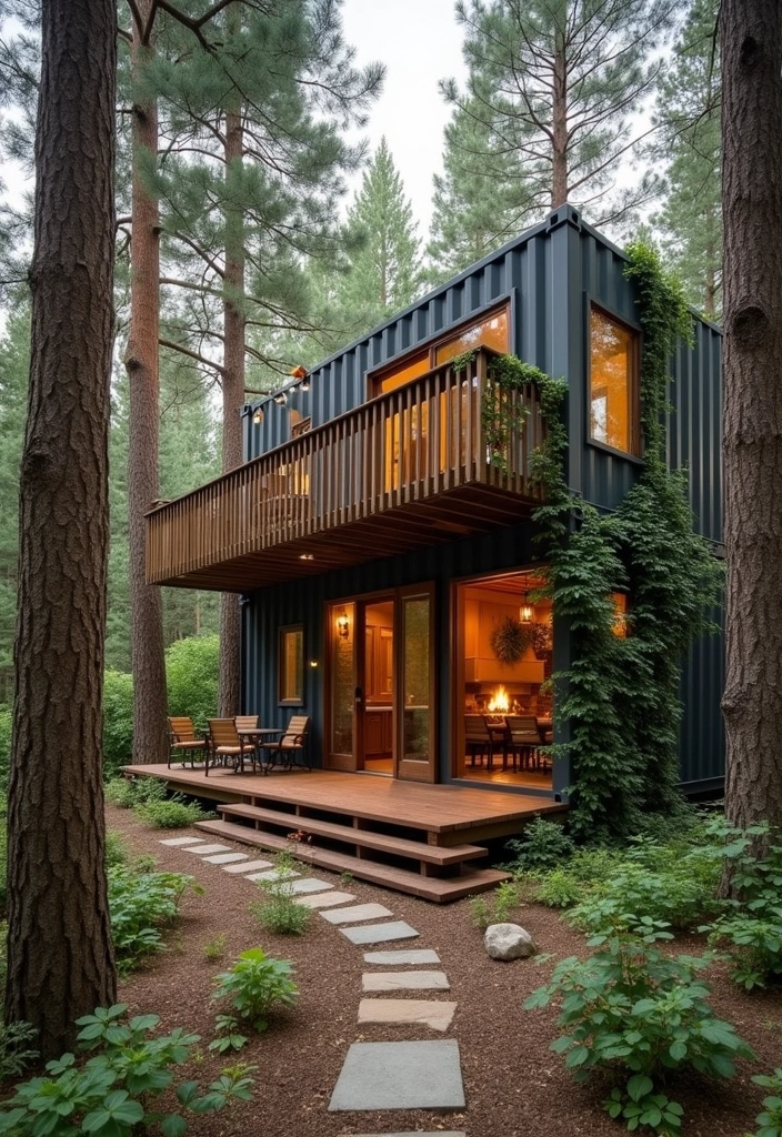 25 Creative Shipping Container Home Design Ideas That Will Leave You Inspired! - 2. Rustic Retreat in the Woods