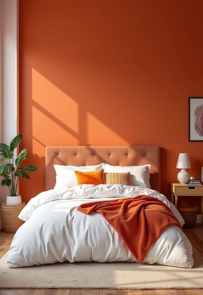 25 Earth Tone Paint Colors for Your Bedroom That Will Transform Your Space Instantly! - 9. Clay Orange: Bold and Inviting