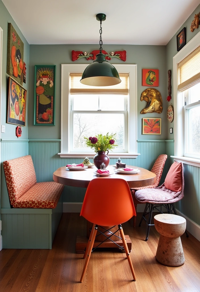 26 Breakfast Nook Ideas That'll Make You Want to Sip Coffee Forever! - 11. Eclectic Mix