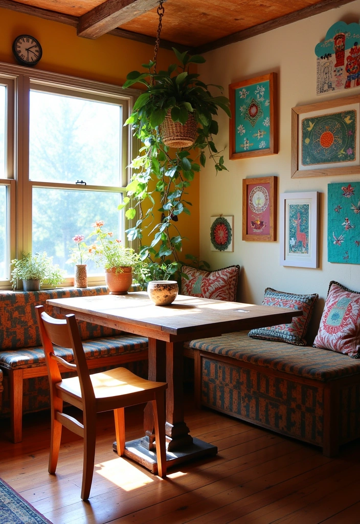 26 Breakfast Nook Ideas That'll Make You Want to Sip Coffee Forever! - 15. Artistic Flair