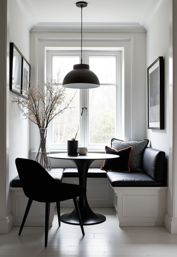 26 Breakfast Nook Ideas That'll Make You Want to Sip Coffee Forever! - 23. Monochromatic Magic