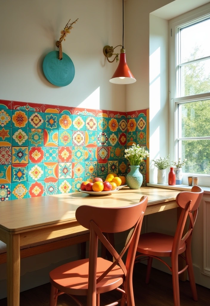 26 Breakfast Nook Ideas That'll Make You Want to Sip Coffee Forever! - 25. Colorful Tiles