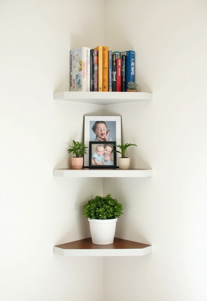 26 Corner Bookshelf Ideas That Will Transform Your Space! - 6. Floating Corner Shelves