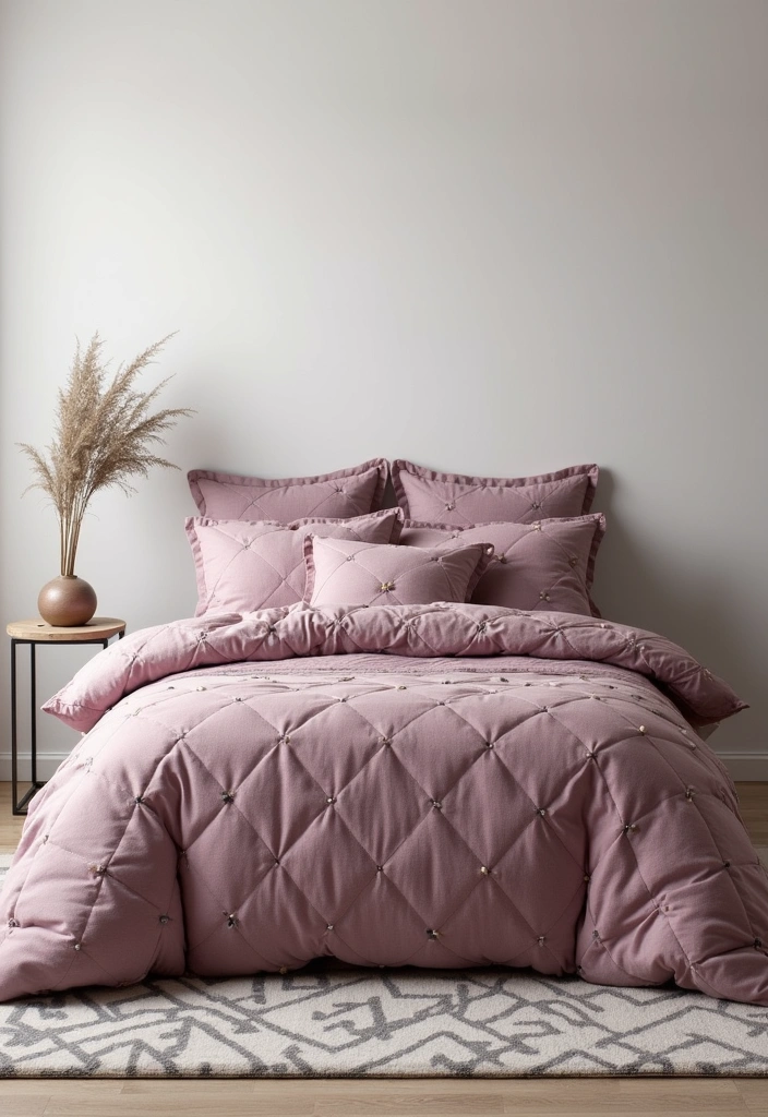 26 Mauve Bedroom Ideas That'll Transform Your Space into a Dreamy Retreat! - 10. Modern Geometric Mauve Patterns