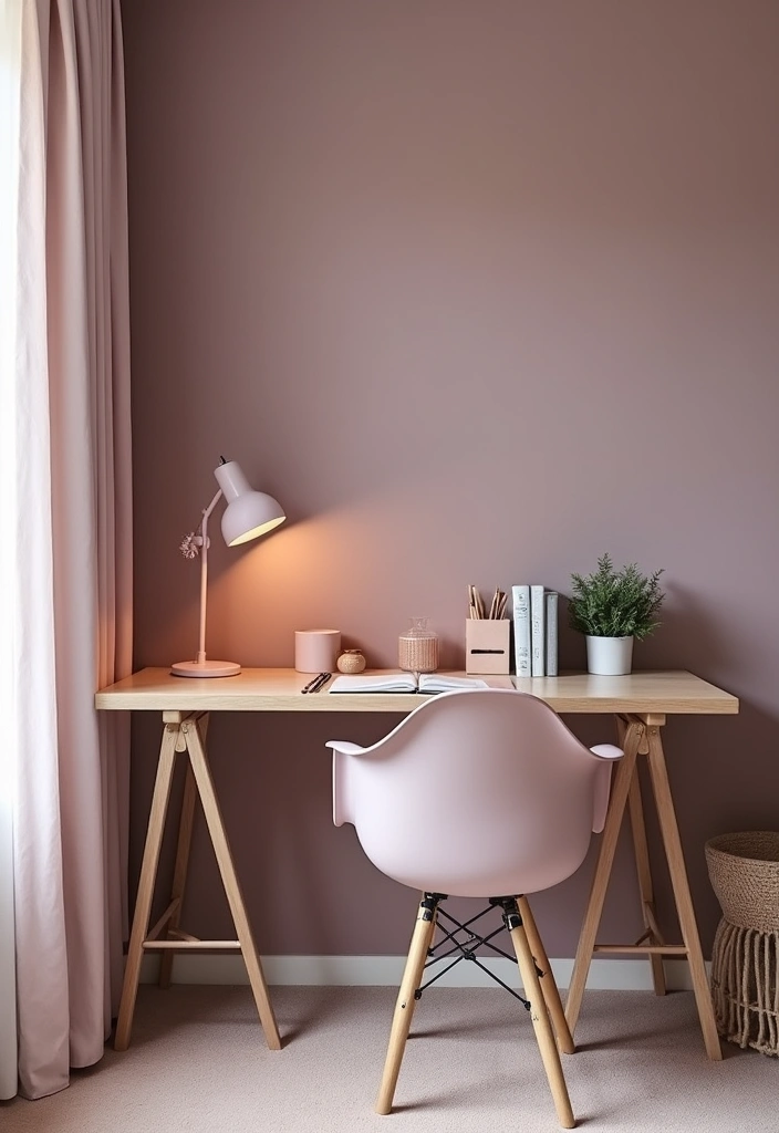 26 Mauve Bedroom Ideas That'll Transform Your Space into a Dreamy Retreat! - 16. Chic Mauve Office Space